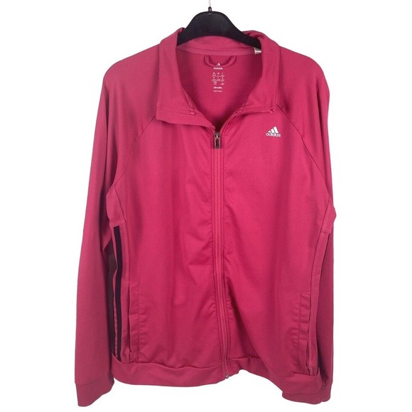 adidas Jackets & Blazers - Adidas Pink Track Jacket Womens Large Climalite Full Zip 3 Stripe Activewear